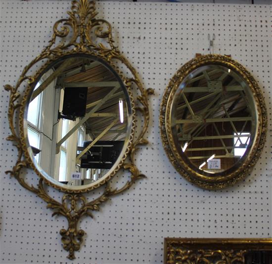 Oval decorative mirror & another